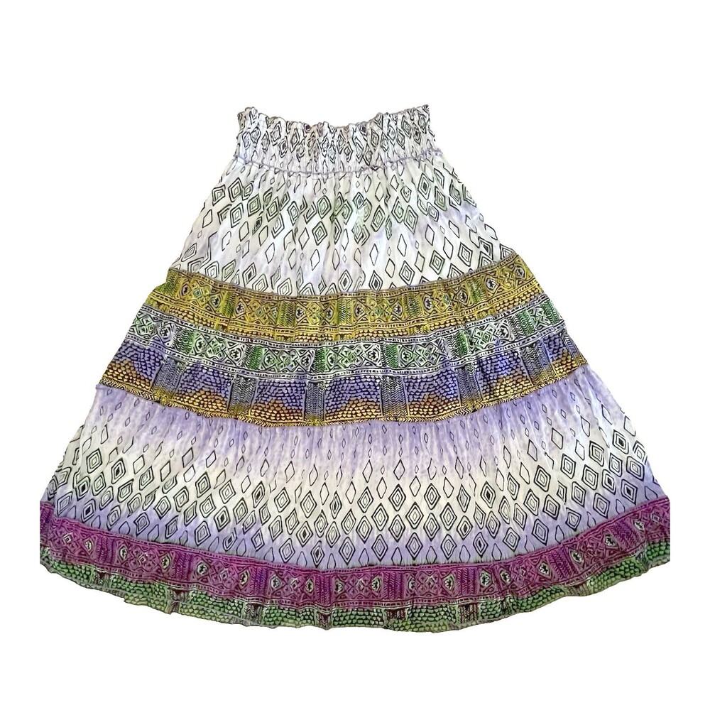 Philosophy Smocked Waist Whimsy Floral Midi Skirt Gauzy Boho Hippie M